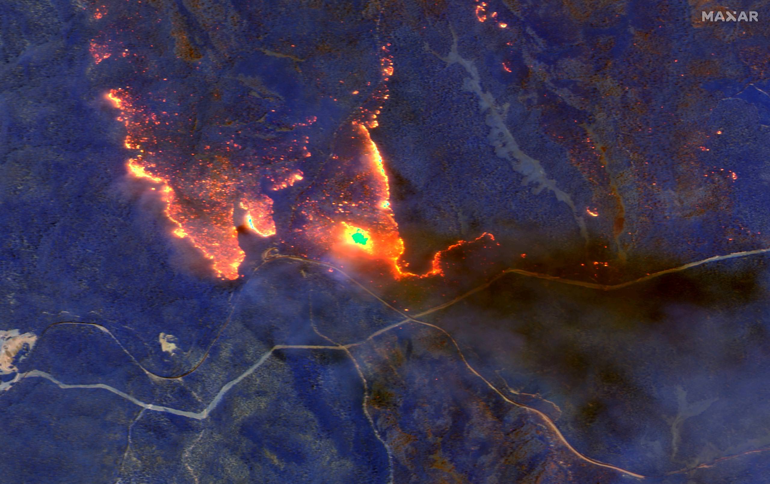 Satellite View Showing Wildfires Buring East of Victoria, Australia