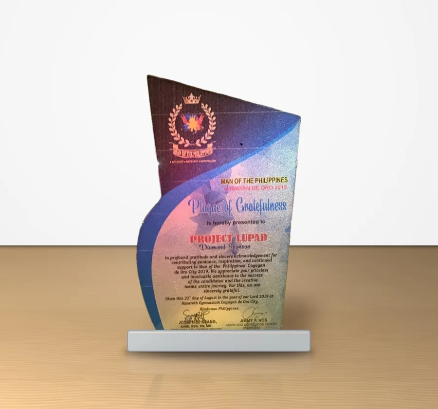 Plaque of Gratefulness awarded to Project LUPAD